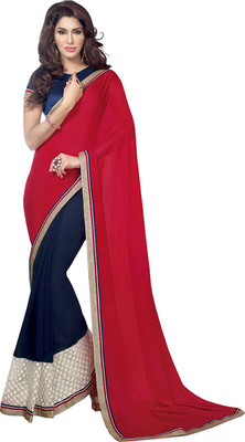 

Vandv Shop Embroidered Fashion Handloom Georgette Saree(Maroon), Blue;maroon