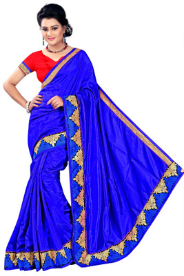 Weavedeal Embellished, Self Design Banarasi Banarasi Silk Saree(Blue)