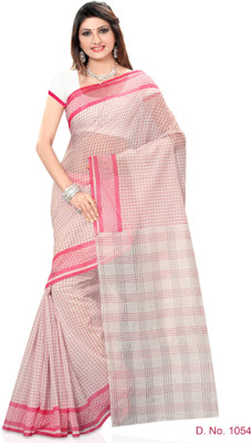

Indianbeauty Striped, Printed Fashion Cotton Saree(White, Pink), Pink;white