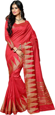 

M.S.Retail Solid Kanjivaram Silk Saree(Red)
