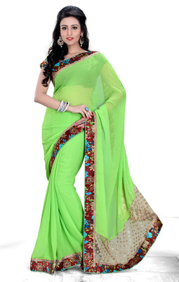 

Jiya Self Design, Embellished Fashion Georgette Saree(Light Green, Multicolor)