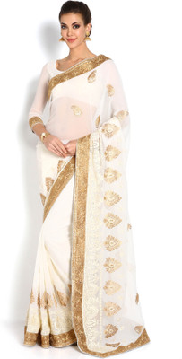 

Soch Embroidered Fashion Chiffon Saree(White)