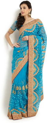 

Soch Solid Fashion Net Saree(Blue)