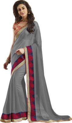 

Manthan Embroidered Daily Wear Georgette Saree(Grey)