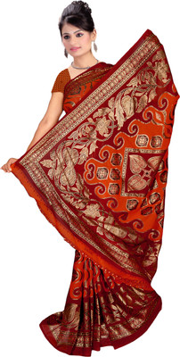 

Khoobee Self Design, Printed Fashion Georgette Saree(Orange, Brown, Multicolor), Brown;multicolor;orange