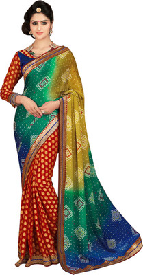 

Vandv Shop Printed Fashion Handloom Silk Saree(Multicolor), Multi color