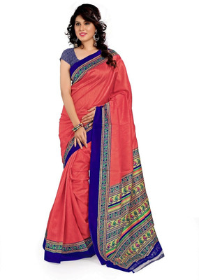 

Cenizas Solid Fashion Art Silk Saree(Pink)