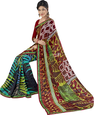 

Khoobee Self Design, Printed Fashion Georgette Saree(Multicolor), Maroon;multicolor