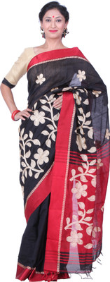 Sanrocks Global Fashions Embroidered Fashion Silk Cotton Blend Saree(Black, Red) Flipkart
