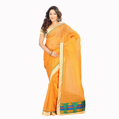 Weavedeal Embellished Banarasi Art Silk Saree(Orange)