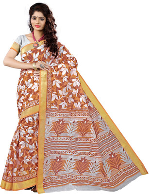 

Vastrakala Floral Print Gadwal Cotton Saree(Multicolor), Multicolour