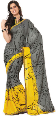 

Indian Wear Online Printed Fashion Pure Chiffon Saree(Multicolor)