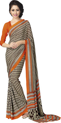 

Saara Printed Fashion Crepe Saree(Brown, Orange), Berown & orange