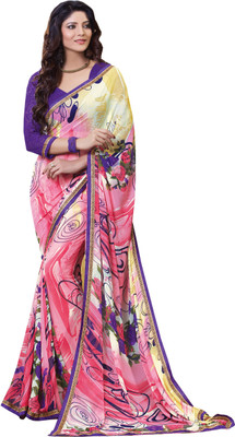 

Jiya Self Design, Printed Fashion Georgette Saree(Multicolor), Multicolor;pink;purple
