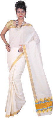 

Fashionkiosks Self Design Balarampuram Handloom Cotton Saree(Multicolor), Cream