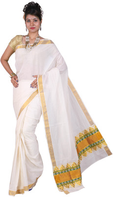 

Fashionkiosks Self Design Balarampuram Handloom Cotton Saree(Multicolor), Cream