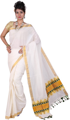 

Fashionkiosks Self Design Balarampuram Handloom Cotton Saree(Multicolor), Cream