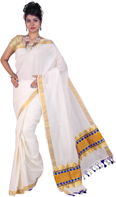 

Fashionkiosks Self Design Balarampuram Handloom Cotton Saree(Multicolor), Cream