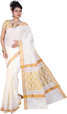 

Fashionkiosks Self Design Balarampuram Handloom Cotton Saree(Multicolor), Cream