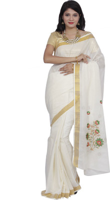 

Fashionkiosks Printed Fashion Handloom Cotton Saree(Multicolor), Cream gold