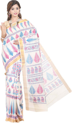 

Fashionkiosks Self Design Balarampuram Cotton Saree(Multicolor), Cream