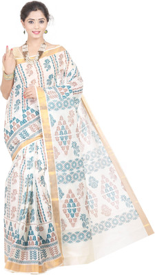 

Fashionkiosks Self Design Balarampuram Cotton Saree(Multicolor), Cream