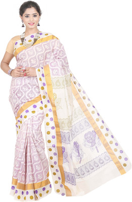 

Fashionkiosks Self Design Balarampuram Cotton Saree(Multicolor), Cream
