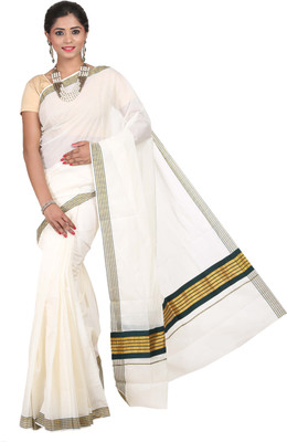 

Fashionkiosks Self Design Balarampuram Cotton Saree(Multicolor), Cream