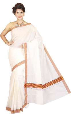 

Fashionkiosks Self Design Balarampuram Cotton Saree(Multicolor), Cream