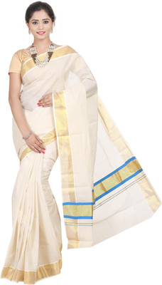 

Fashionkiosks Self Design Balarampuram Cotton Saree(Multicolor), Cream