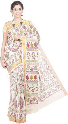 

Fashionkiosks Self Design Balarampuram Cotton Saree(Multicolor), Cream