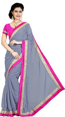 

Party Wear Dresses Plain Fashion Chiffon Saree(Grey)