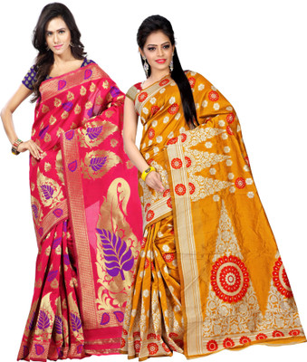 

Weavedeal Embellished Kanjivaram Silk Cotton Blend Saree(Pack of 2, Multicolor)