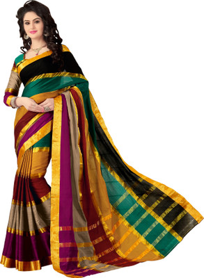 

M.S.Retail Solid Bollywood Cotton Saree(Multicolor)