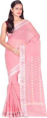 

Chandrakala Self Design Banarasi Cotton Saree(Orange, Silver), Peach