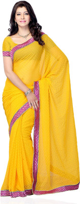 

JTInternational Self Design, Printed Fashion Georgette Saree(Yellow)