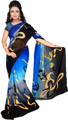 

Khoobee Self Design, Printed Fashion Georgette Saree(Blue, Black, Multicolor), Black;blue;multicolor