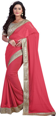 

Chirag Sarees Embellished Fashion Georgette Saree(Red)