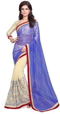 

Sourbh Sarees Embroidered Fashion Net, Georgette Saree(Blue, Beige, Beige;blue