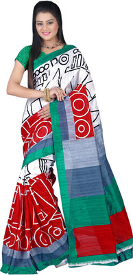 

JTInternational Printed Bhagalpuri Silk Saree(Multicolor)
