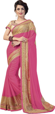 

Aarti Apparels Embroidered Bollywood Chiffon Saree(Pink