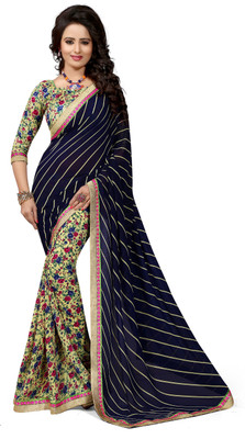 

Indianbeauty Self Design, Printed Bollywood Georgette Saree(Blue, Multicolor)