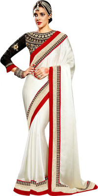 

Asha Fashion Embroidered Fashion Satin Saree(Black, White)