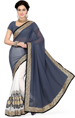 

Ishin Embellished Fashion Georgette Saree(Grey), Gray;white