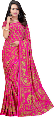 

Khushali Self Design, Printed Fashion Chiffon Saree(Pink, Beige), Beige;pink