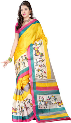 

Party Wear Dresses Printed Fashion Art Silk Saree(Yellow)