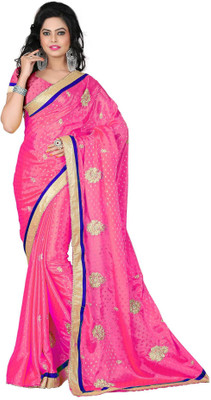 

Vishakha Fashion Embroidered Bollywood Jacquard Saree(Pink)