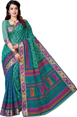 

M.S.Retail Printed Gadwal Cotton Saree(Green)