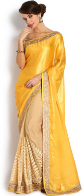 

Soch Embroidered Fashion Satin Saree(Yellow)