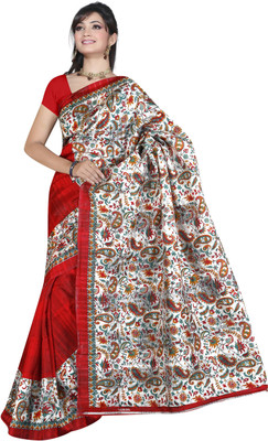 

Khoobee Self Design, Printed Fashion Art Silk Saree(Multicolor, Red)